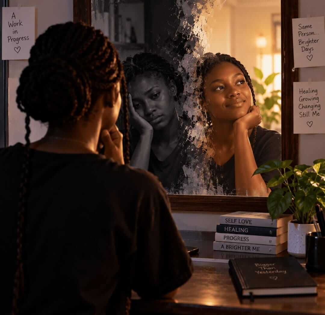 Messy Middle poem by Lucky Kagezi about healing and self-growth