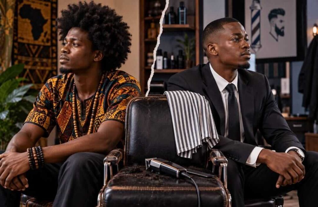 Natural Afro and closely cut hairstyles representing Gentleman Cut That Hair by K.P.M.